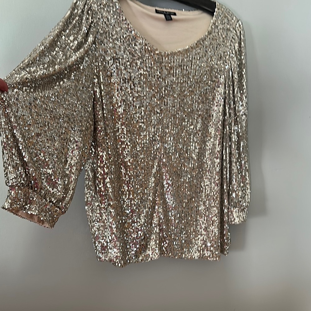 Cable & Gauge Gold Sequin Oversized Blouse